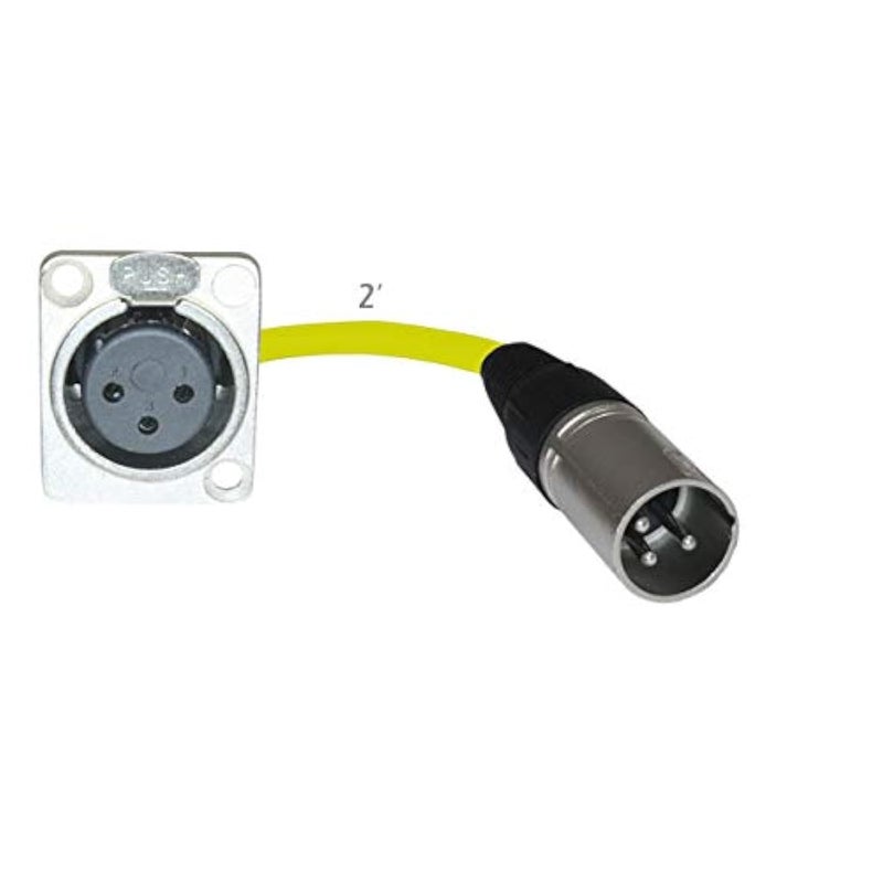MCSPROAUDIO 2ft Pigtail: XLR Female Panel Mount to XLR Male Plug (Yellow)